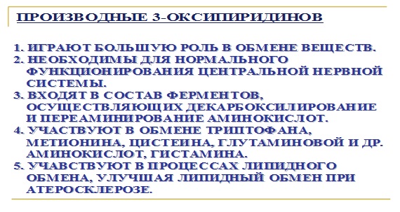 Свойства 3-оксипиридинов