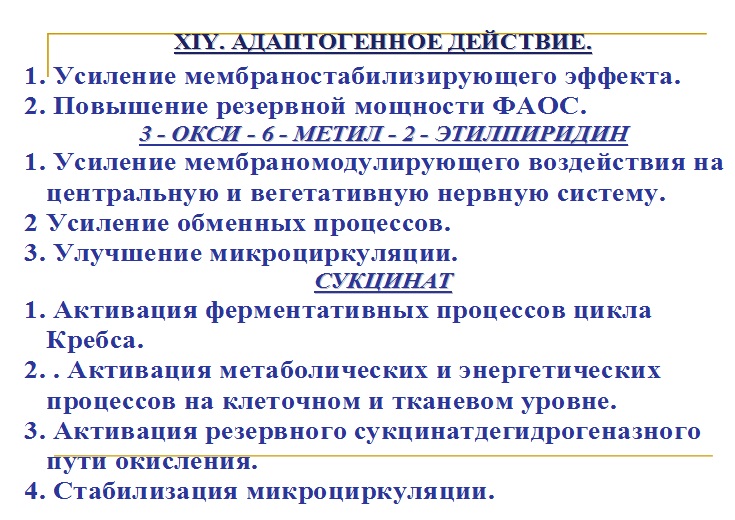 Адаптогенное действие мексидола